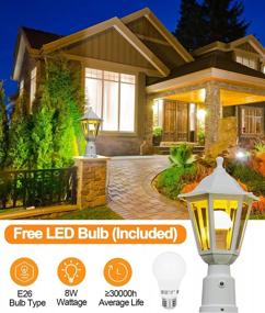 img 3 attached to LED Outdoor Post Light Fixture With Dusk To Dawn Sensor, White Modern Exterior Pier Mount Lantern For Garden Yard Patio Pathway, Waterproof Plastic Lamp And Bulb Included