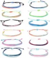 bohemian handmade braided bracelet set -12 colorful strand waterproof bracelets for women, handcrafted jewelry for boho fashion logo