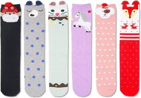img 1 attached to SOCKFUN Girls Socks Gifts Anime Cartoon Animal Knee High Socks For Teenage Girls 3-12 Years