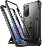 rugged dual-layer shockproof protective cover with built-in-screen protector and kickstand - poetic revolution series for samsung galaxy s20 fe 5g case (2020 release), in black logo