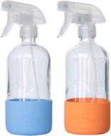 stylish plant therapy glass spray bottle set with protective orange and blue sleeve логотип