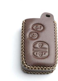 img 2 attached to WFMJ Leather For Toyota Camry Avalon Corolla Highlander Prius RAV4 Venza Remote 4 Buttons Key Case Holder Cover Fob Chain (Brown)