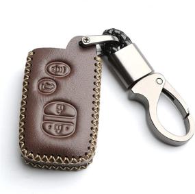 img 4 attached to WFMJ Leather For Toyota Camry Avalon Corolla Highlander Prius RAV4 Venza Remote 4 Buttons Key Case Holder Cover Fob Chain (Brown)