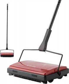 img 4 attached to Yocada Dark Red Carpet Sweeper For Home And Office: Efficient Cleaning Of Low Carpets, Rugs, Undercoat Carpets, And Pet Hair, Removes Dust, Scraps, And Small Rubbish With Brush