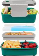 bento lunch box - маленький, портативный и не содержащий bpa контейнер для детей и взрослых | подходит для использования в микроволновой печи/посудомойке со съемным пакетом со льдом для школы/работы (зеленый) логотип