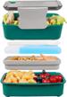 bento lunch box - small, portable & bpa free container for kids & adults | microwave/dishwasher safe with removable ice pack for school/work (green) logo