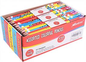 img 4 attached to Разноцветные карандаши Madisi, стимулирующие карандаши, # 2 HB, 10 рисунков, 150 упаковок, карандаши оптом для детей
