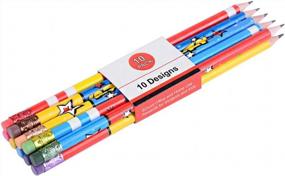 img 3 attached to Разноцветные карандаши Madisi, стимулирующие карандаши, # 2 HB, 10 рисунков, 150 упаковок, карандаши оптом для детей
