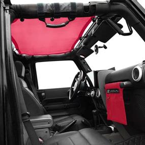 img 3 attached to Shadeidea Sunshade For Jeep Wrangler JK Unlimited (2007-2018) 4 Door-(Cherry Red) Mesh Screen Sun Shade JKU Top Cover UV Blocker With Grab Bag - 10 Years Warranty