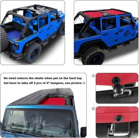 img 2 attached to Shadeidea Sunshade For Jeep Wrangler JK Unlimited (2007-2018) 4 Door-(Cherry Red) Mesh Screen Sun Shade JKU Top Cover UV Blocker With Grab Bag - 10 Years Warranty