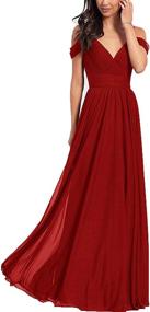 img 4 attached to Shoulder Bridesmaid Dresses Chiffon Evening Women's Clothing ~ Dresses