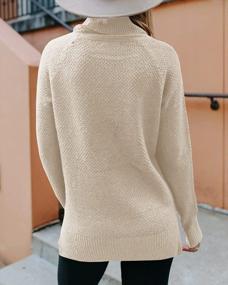 img 1 attached to Women'S Turtle Neck Waffle Knit Sweater Tunic Top W/ Side Slits & Drop Shoulders