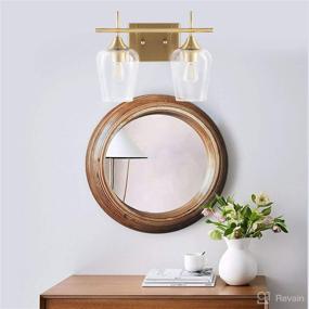 img 3 attached to 💡 Midcentury Gold Vanity Lighting: VONLUCE 2-Light Brass Bathroom Sconce with Clear Glass for Wall Mount, Over Mirror Vanity Light Fixtures for Bathroom, Makeup Dressing Table, Bedroom