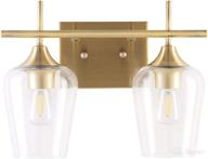 💡 midcentury gold vanity lighting: vonluce 2-light brass bathroom sconce with clear glass for wall mount, over mirror vanity light fixtures for bathroom, makeup dressing table, bedroom логотип