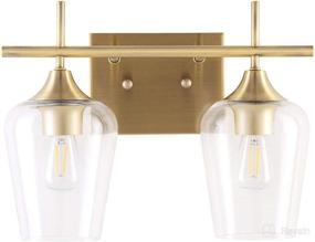 img 4 attached to 💡 Midcentury Gold Vanity Lighting: VONLUCE 2-Light Brass Bathroom Sconce with Clear Glass for Wall Mount, Over Mirror Vanity Light Fixtures for Bathroom, Makeup Dressing Table, Bedroom