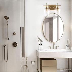 img 2 attached to 💡 Midcentury Gold Vanity Lighting: VONLUCE 2-Light Brass Bathroom Sconce with Clear Glass for Wall Mount, Over Mirror Vanity Light Fixtures for Bathroom, Makeup Dressing Table, Bedroom