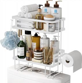 img 4 attached to White Bathroom Organizer With Over-The-Toilet Storage Shelf, Restroom Paper Holder, Wall Mounting Design, No Drilling Space Saver Cabinet: Ronanemon