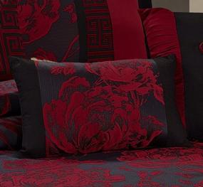 img 1 attached to HIG 7 Piece Comforter Set Queen-Burgundy Jacquard Fabric Patchwork-PEONY Bed In A Bag Queen Size- Soft Texture,Smooth,Good Drapability-Includes 1 Comforter,2 Shams,3 Decorative Pillows,1 Bedskirt
