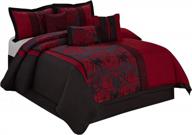 hig комплект из 7 одеял queen-burgundy jacquard fabric patchwork-peony кровать в сумке queen size-мягкая текстура, гладкая, хорошая драпируемость-включает 1 одеяло, 2 накладки, 3 декоративные подушки, 1 юбку логотип