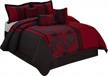 hig 7 piece comforter set queen-burgundy jacquard fabric patchwork-peony bed in a bag queen size- soft texture,smooth,good drapability-includes 1 comforter,2 shams,3 decorative pillows,1 bedskirt logo