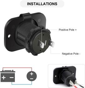 img 1 attached to Cigarette Lighter Socket Car Marine Motorcycle ATV RV Lighter Socket Power Outlet Socket Receptacle 12V Waterproof Plug (LED Blue) By ZHSMS (Black-2)