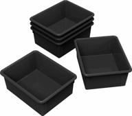 black storage tray for classroom, office, and home - deep organizer bin for letter size papers, 5-pack by storex (model 62523u05c) logo
