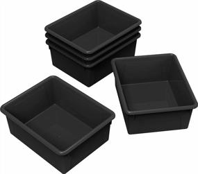 img 4 attached to Black Storage Tray For Classroom, Office, And Home - Deep Organizer Bin For Letter Size Papers, 5-Pack By Storex (Model 62523U05C)