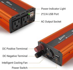 img 1 attached to 🔌 Ampeak 850W Inverter 12v to 110v - Car Power Inverter with 2 USB Charging Ports and 2AC Outlets - ETL Certified