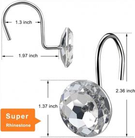 img 2 attached to Coideal Decorative Shower Curtain Hooks - 12 Pcs Acrylic Rhinestone Diamond Bling Rolling Round Bathroom Rings Crystal Hook Stainless Steel Rustproof