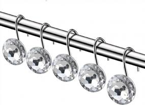 img 4 attached to Coideal Decorative Shower Curtain Hooks - 12 Pcs Acrylic Rhinestone Diamond Bling Rolling Round Bathroom Rings Crystal Hook Stainless Steel Rustproof