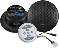 🔊 plmrkt9 pyle bluetooth marine grade flush mount 2-way speaker system with amplified full range stereo sound, dual cone dome, waterproof, universal home compatibility, and aux 3.5mm input - pair of 6.5” 240 watts speakers in black logo