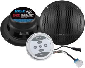 img 4 attached to 🔊 PLMRKT9 Pyle Bluetooth Marine Grade Flush Mount 2-Way Speaker System with Amplified Full Range Stereo Sound, Dual Cone Dome, Waterproof, Universal Home Compatibility, and Aux 3.5mm Input - Pair of 6.5” 240 Watts Speakers in Black