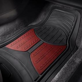 img 2 attached to 👁️ FH Group Monster Eye Rubber Floor Mats with Trimmable Vinyl Trunk Liner – Black, Fit for Most Car, Truck, SUV, or Van (Burgundy/Black)