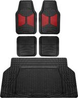 👁️ fh group monster eye rubber floor mats with trimmable vinyl trunk liner – black, fit for most car, truck, suv, or van (burgundy/black) logo