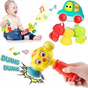 img 4 attached to IPlay, ILearn Baby Musical Toys For 1 Year Old, Toddler Hammer Pounding Toy W/ Lights And Sounds, Infant Key Sensory Teething, Learning Christmas Babies Gift For 12 18 Months 1-3 Yr Old Kid Girls Boys