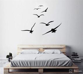 img 2 attached to 🐦 Flying Birds Vinyl Wall Decals - Dorm, Nursery, Office & Kids Room Decor Stickers Y20 (Black)