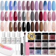azurebeauty 31 pcs dip powder nail kit starter set, classic nude pink red brown purple 20 colors acrylic dipping powder liquid set with base/top coat for french nails art manicure diy salon women beginner christmas gift logo