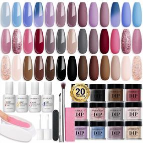 img 4 attached to AZUREBEAUTY 31 Pcs Dip Powder Nail Kit Starter Set, Classic Nude Pink Red Brown Purple 20 Colors Acrylic Dipping Powder Liquid Set With Base/Top Coat For French Nails Art Manicure DIY Salon Women Beginner Christmas Gift