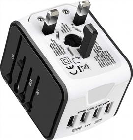 img 4 attached to 🌍 All in One Universal Travel Adapter with 4 USB Ports, Perfect for 160 Countries - EU, UK, US, AU Compatible (White)"
