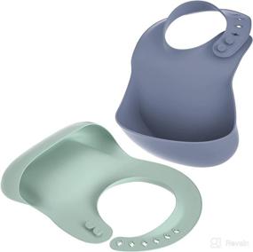 img 4 attached to Silicone Bibs for Babies - Cuddle Campus Set of 2, Waterproof, Adjustable Curved Neckline Design for Mess-Free Feeding, Ideal for Toddlers