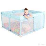 🏼 trendbox kids baby ball pit - infant playard & portable fence | indoor & outdoor toddler playpen activity center | sturdy safety 2x2 | blue (balls not included) logo