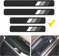 xnqdre 4 pack tri-color 3 color carbon fiber door sill protector welcome pedal front rear door guards step protector for toyota tacoma 4runner tundra rav4 highlander logo