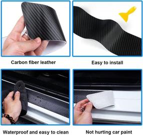 img 1 attached to Xnqdre 4 Pack Tri-Color 3 Color Carbon Fiber Door Sill Protector Welcome Pedal Front Rear Door Guards Step Protector For Toyota Tacoma 4Runner Tundra Rav4 Highlander