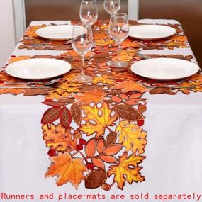 img 1 attached to Enhance Your Fall Decor With Simhomsen'S Set Of 4 Embroidered Leaves Table Place-Mats - Perfect Addition To Thanksgiving And Autumn Harvest Festivities!