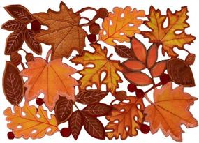 img 4 attached to Украсьте свой осенний декор набором Simhomsen из 4 вышитых листьев, подносами для стола - идеальное дополнение к празднованию Дня Благодарения и осеннего урожая!