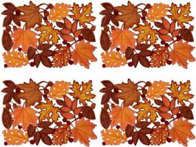 img 3 attached to Украсьте свой осенний декор набором Simhomsen из 4 вышитых листьев, подносами для стола - идеальное дополнение к празднованию Дня Благодарения и осеннего урожая!