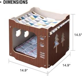 img 3 attached to 🐱 FVANF Wooden Cat House with Hammock - Stackable Cat Condo, Splicing Cat Climbing Combination and Cute Pet Cat Bed featuring Soft Cushions