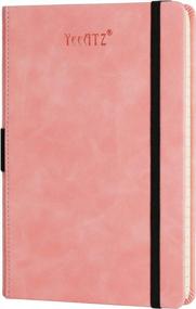 img 4 attached to Ежедневник премиум-класса из розовой кожи с прочным твердым переплетом, держателем для ручек и бумагой цвета слоновой кости плотностью 120 г/м2 - идеально подходит для студентов и профессионалов