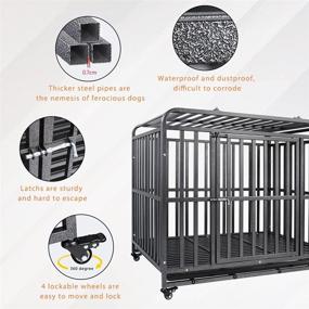 img 2 attached to 🐶 KELIXU Heavy Duty Dog Cage: Large Metal Crate & Kennel with 4 Lockable Wheels - Easy Install, 38 INCH