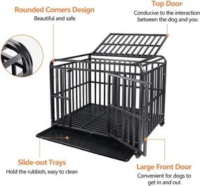 img 3 attached to 🐶 KELIXU Heavy Duty Dog Cage: Large Metal Crate & Kennel with 4 Lockable Wheels - Easy Install, 38 INCH